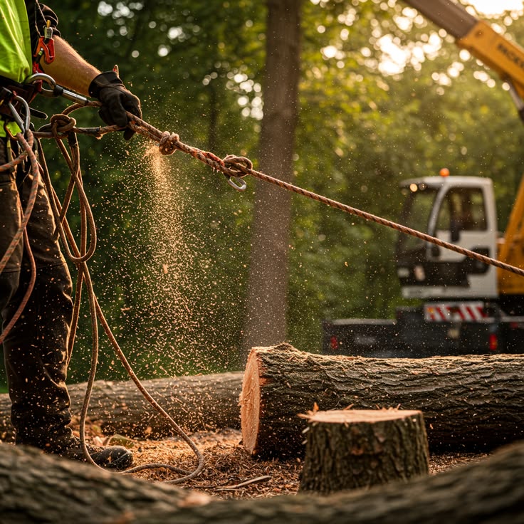 Tree removal with proper rigging